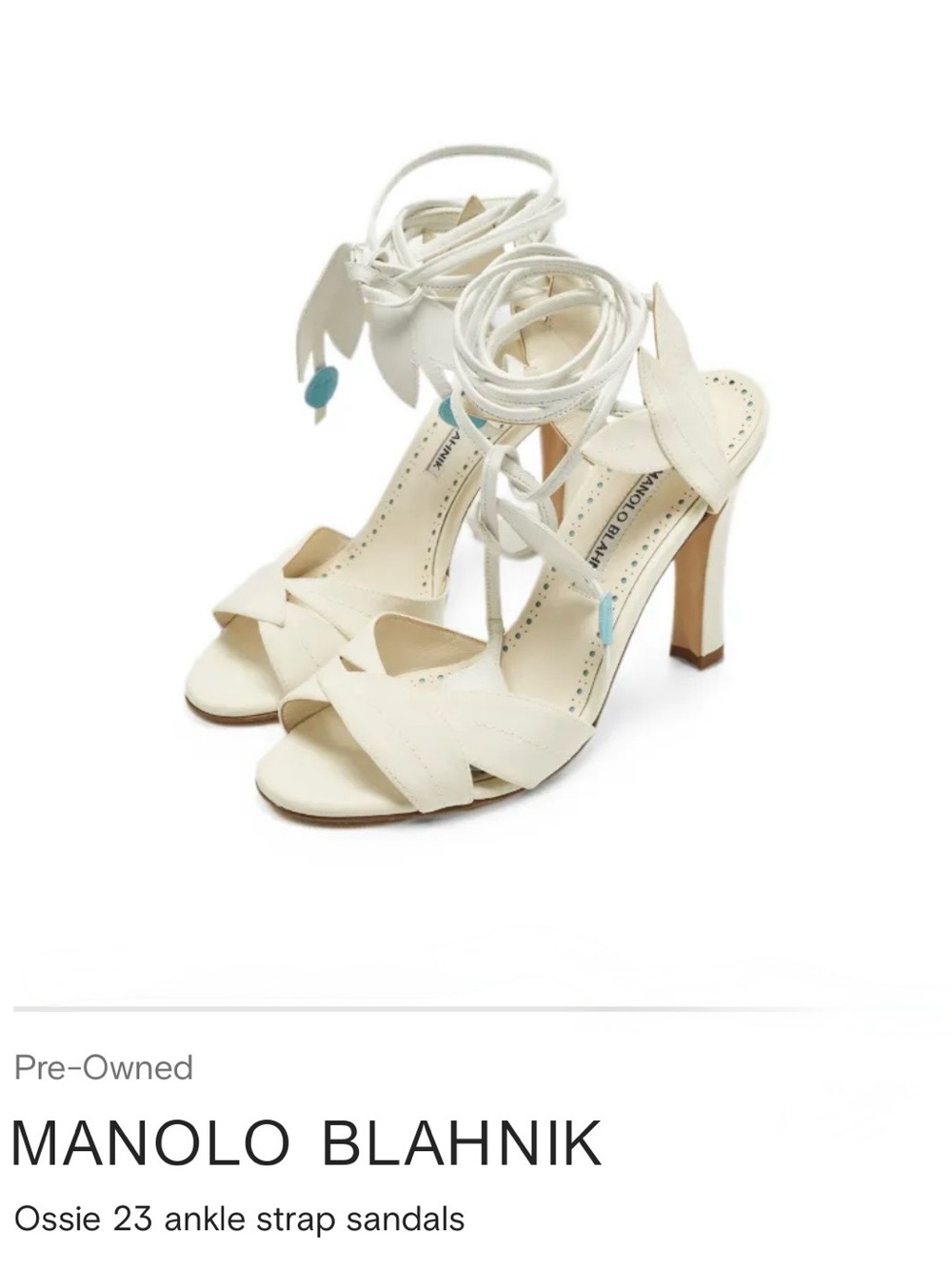 Manolo Blahnik White Ossie 23 Ankle-Strap Heels